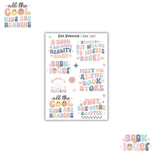 Book Lover Sticker Sheet |  Book Reading Stickers | Journal Stickers, Planner Stickers, Scrapbook Stickers
