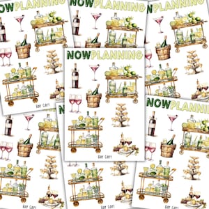 Bar Cart Sticker Sheet | Christmas Stickers | Bullet Journal Stickers, Planner Stickers, Scrapbook Stickers
