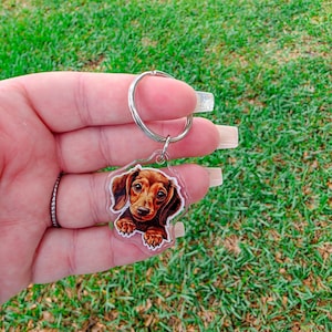 Dachshund Puppy Keychain | Dog Keychain, Pet Gifts, Dog Cat Keychain For Pet Lovers | Keychains