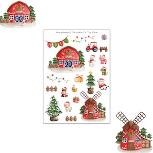 Christmas On The Farm Sticker Sheet | Bullet Journal Stickers, Planner Stickers, Scrapbook Stickers