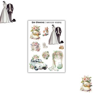 Watercolor Wedding Sticker Sheet | Mr. & Mrs. |  Journal Stickers, Planner Stickers, Scrapbook Stickers