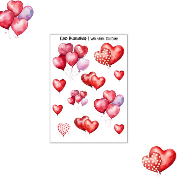 Valentine Balloons Sticker Sheet | Valentine's Day Stickers |  Journal Stickers, Planner Stickers, Scrapbook Stickers