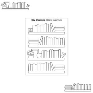 Blank Bookshelves Sticker Sheet | Bullet Journal Stickers, Planner Stickers, Scrapbook Stickers