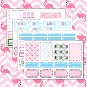 Flamingo Weekly Kit K608 | Planner Stickers | Vertical Weekly Planner Kit