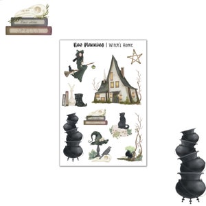 Witch&#39;s Home Sticker Sheet |  Halloween Stickers | Journal Stickers, Planner Stickers, Scrapbook Stickers