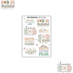 Be The Light Sticker Sheet |  Faith Stickers | Journal Stickers, Planner Stickers, Scrapbook Stickers