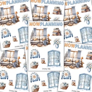 Snowy Day Sticker Sheet | Christmas Stickers | Bullet Journal Stickers, Planner Stickers, Scrapbook Stickers