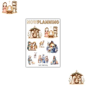 Cute Nativity Sticker Sheet | Christmas Stickers | Bullet Journal Stickers, Planner Stickers, Scrapbook Stickers