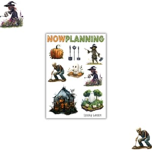 Spooky Garden Sticker Sheet |  Halloween Stickers | Journal Stickers, Planner Stickers, Scrapbook Stickers