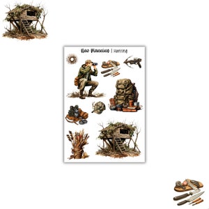 Hoja de pegatinas de caza / pegatinas de diario, pegatinas del planificador, pegatinas de álbumes de recortes