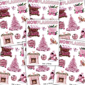 Pink & Merry Sticker Sheet | Christmas Stickers | Bullet Journal Stickers, Planner Stickers, Scrapbook Stickers