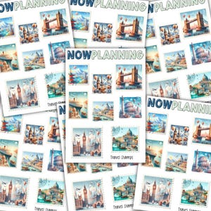 Travel Stamps Sticker Sheet |  Journal Stickers, Planner Stickers, Scrapbook Stickers