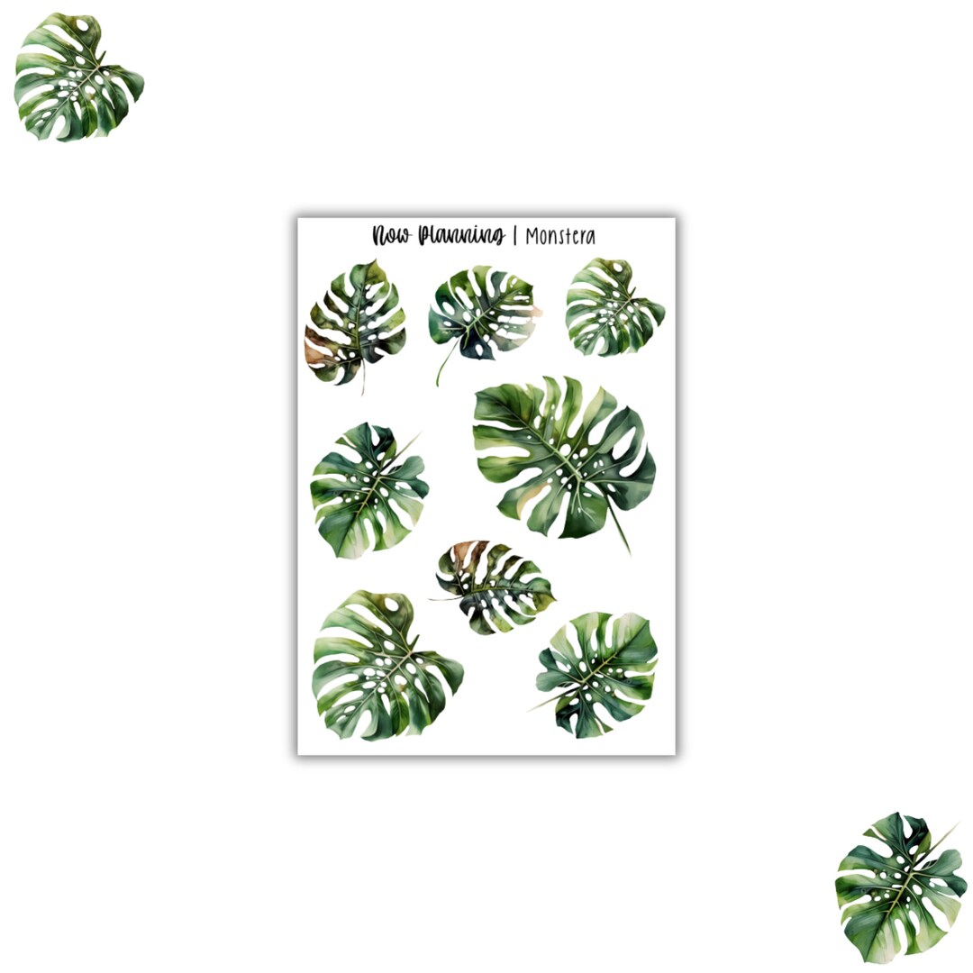 Monstera Sticker Sheet | Summer Stickers | Journal Stickers, Planner ...