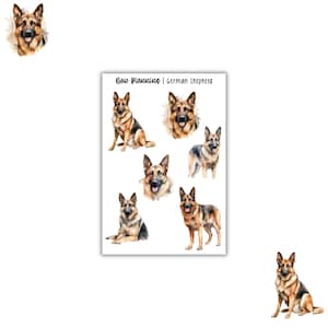 Schäferhund Sticker Bogen | Hund Sticker Bogen | Niedliches Sticker Blatt | Bullet Journaling | Bujo | Planner Sticker
