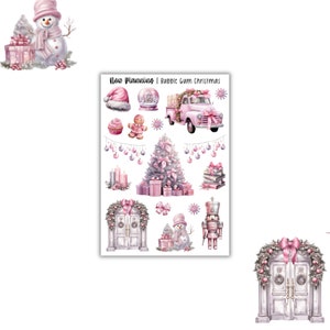 Bubble Gum Christmas Sticker Sheet | Bullet Journal Stickers, Planner Stickers, Scrapbook Stickers