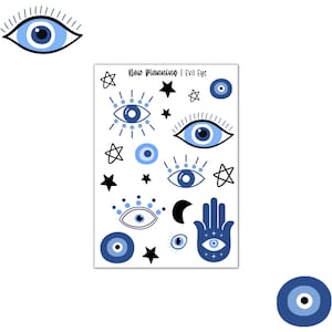 Evil Eye Sticker Sheet |  Journal Stickers, Planner Stickers, Scrapbook Stickers