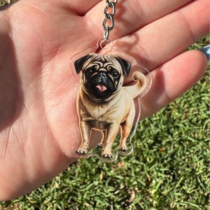 Pug Keychain | Dog Keychain, Pet Gifts, Dog Cat Keychain For Pet Lovers | Keychains