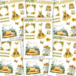 Sunshine & Sunflowers Sticker Sheet |  Journal Stickers, Planner Stickers, Scrapbook Stickers