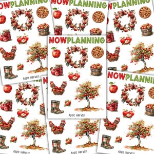 Apple Harvest Sticker Sheet |  Fall Autumn Stickers | Journal Stickers, Planner Stickers, Scrapbook Stickers