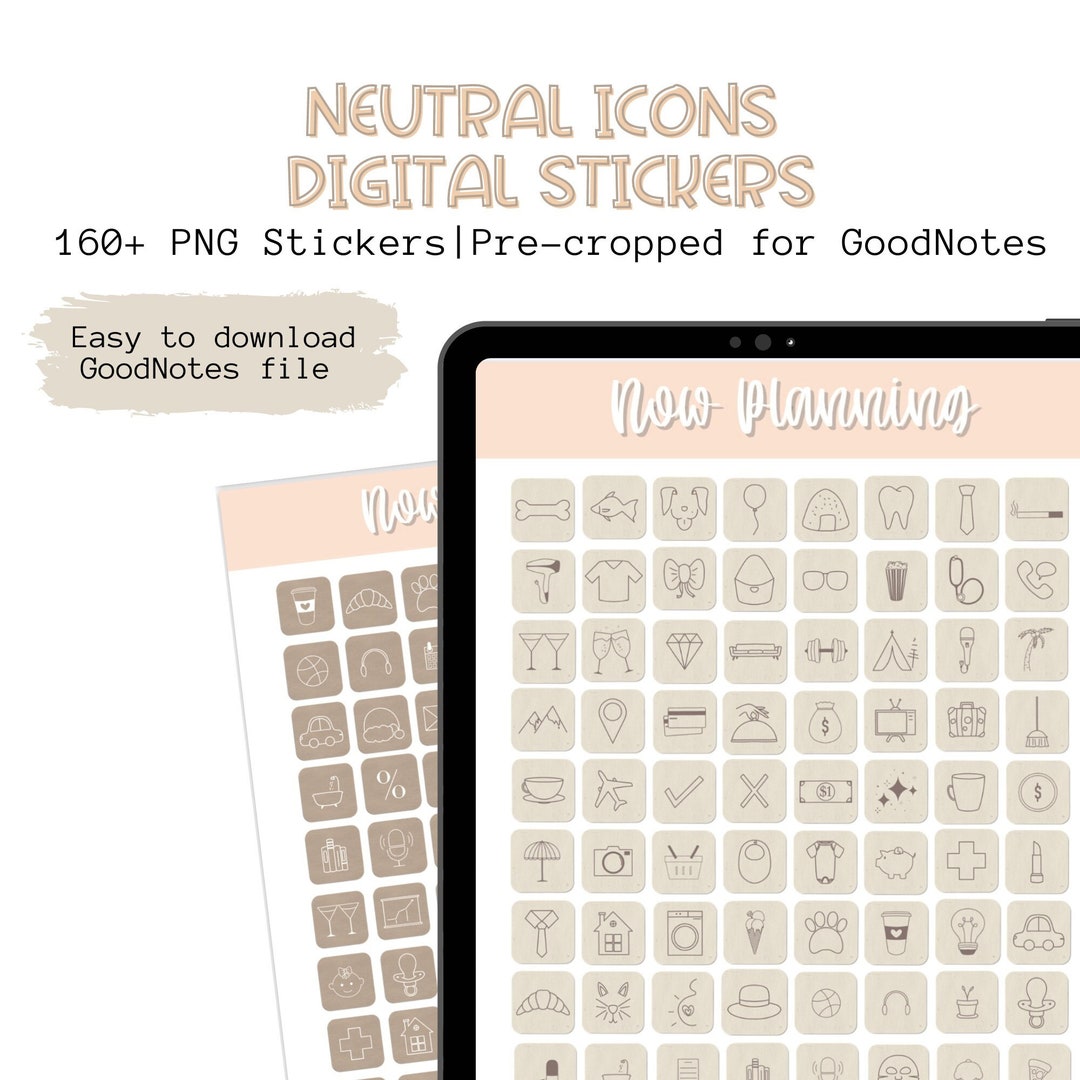 Neutral Icons Digital Stickers | Sticker Bundle for Goodnotes - Etsy