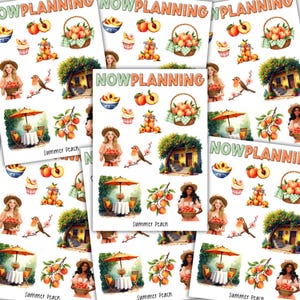 Summer Peach Sticker Sheet |  Summer Stickers | Journal Stickers, Planner Stickers, Scrapbook Stickers