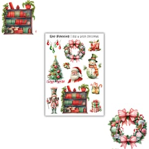 Red & Green Christmas Sticker Sheet | Bullet Journal Stickers, Planner Stickers, Scrapbook Stickers