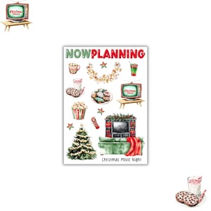 Christmas Movie Night Sticker Sheet | Christmas Stickers | Bullet Journal Stickers, Planner Stickers, Scrapbook Stickers