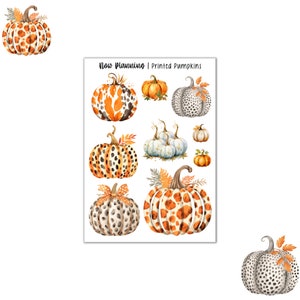 Printed Pumpkins Sticker Sheet |  Autumn Fall Stickers | Journal Stickers, Planner Stickers, Scrapbook Stickers