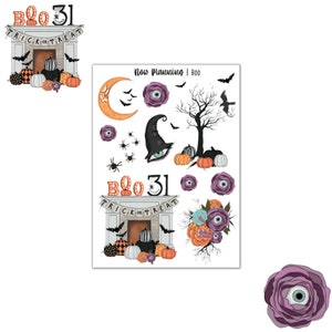 Boo Sticker Sheet |  Halloween Stickers | Journal Stickers, Planner Stickers, Scrapbook Stickers