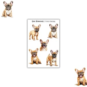 Französische Bulldogge Sticker Bogen | Hund Sticker Bogen | Niedliches Sticker Blatt | Bullet Journaling | Bujo | Planner Sticker