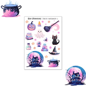 Pastel Halloween #2 Sticker Sheet |  Halloween Stickers | Journal Stickers, Planner Stickers, Scrapbook Stickers