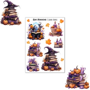 Spook Books Sticker Sheet |  Halloween Stickers | Journal Stickers, Planner Stickers, Scrapbook Stickers