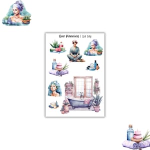 Spa Day Sticker Sheet | Journal Stickers, Planner Stickers, Scrapbook Stickers