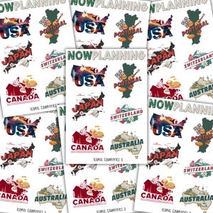 Iconic Countries 2 Sticker Sheet |  Journal Stickers, Planner Stickers, Scrapbook Stickers