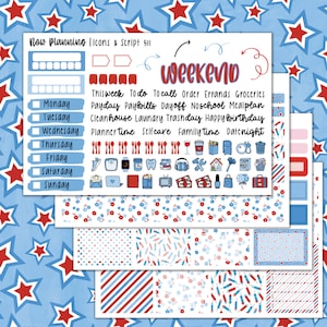 Happy 4th Weekly Kit 511 / Planner Stickers / Vertical Weekly Planner Kit