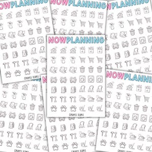 Feuille d'autocollants icônes de corvées | Stickers Bullet Journal, Stickers agenda, Stickers scrapbooking