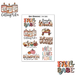 Fall Babe Sticker Sheet |  Fall Stickers | Journal Stickers, Planner Stickers, Scrapbook Stickers