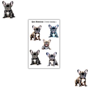 Französische Bulldogge 2 Stickerbogen | Hund Sticker Bogen | Niedliches Sticker Blatt | Bullet Journaling | Bujo | Planner Sticker