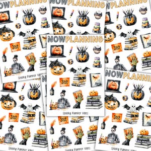 Spooky Planner Vibes Sticker Sheet |  Halloween Stickers | Journal Stickers, Planner Stickers, Scrapbook Stickers