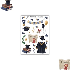 Afgestudeerd stickervel | Dagboekstickers, plannerstickers, plakboekstickers