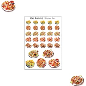 Folha de adesivos de comida mexicana | Adesivos de diário com marcadores, adesivos de planejador, adesivos de álbum de recortes
