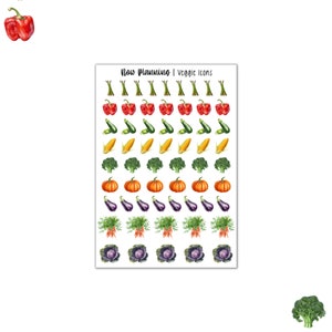 Feuille d'autocollants icônes végétariennes | Stickers Bullet Journal, Stickers agenda, Stickers scrapbooking