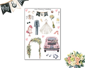Wedding Sticker Sheet | Mr. & Mrs. |  Journal Stickers, Planner Stickers, Scrapbook Stickers