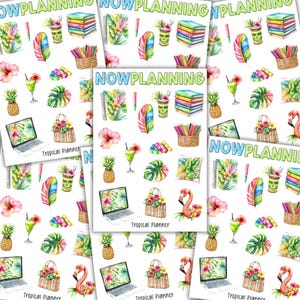 Tropical Planner Sticker Sheet | Summer Stickers |  Journal Stickers, Planner Stickers, Scrapbook Stickers