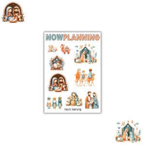 Pastel Nativity Sticker Sheet | Christmas Stickers | Bullet Journal Stickers, Planner Stickers, Scrapbook Stickers