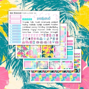 Tropical Summer Weekly Kit 1011 | Planner Stickers | Vertical Weekly Planner Kit