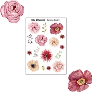 Autumn Floral 3 Sticker Sheet |  Fall Stickers | Journal Stickers, Planner Stickers, Scrapbook Stickers