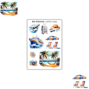 Summer Ready Sticker Sheet | Summer Stickers |  Journal Stickers, Planner Stickers, Scrapbook Stickers