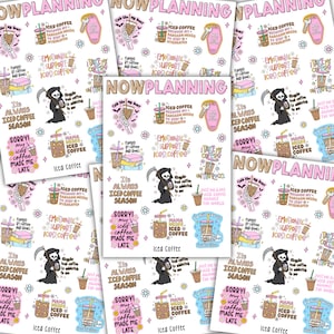 Hoja de pegatinas de café helado / Pegatinas para diario, planificador y álbum de recortes