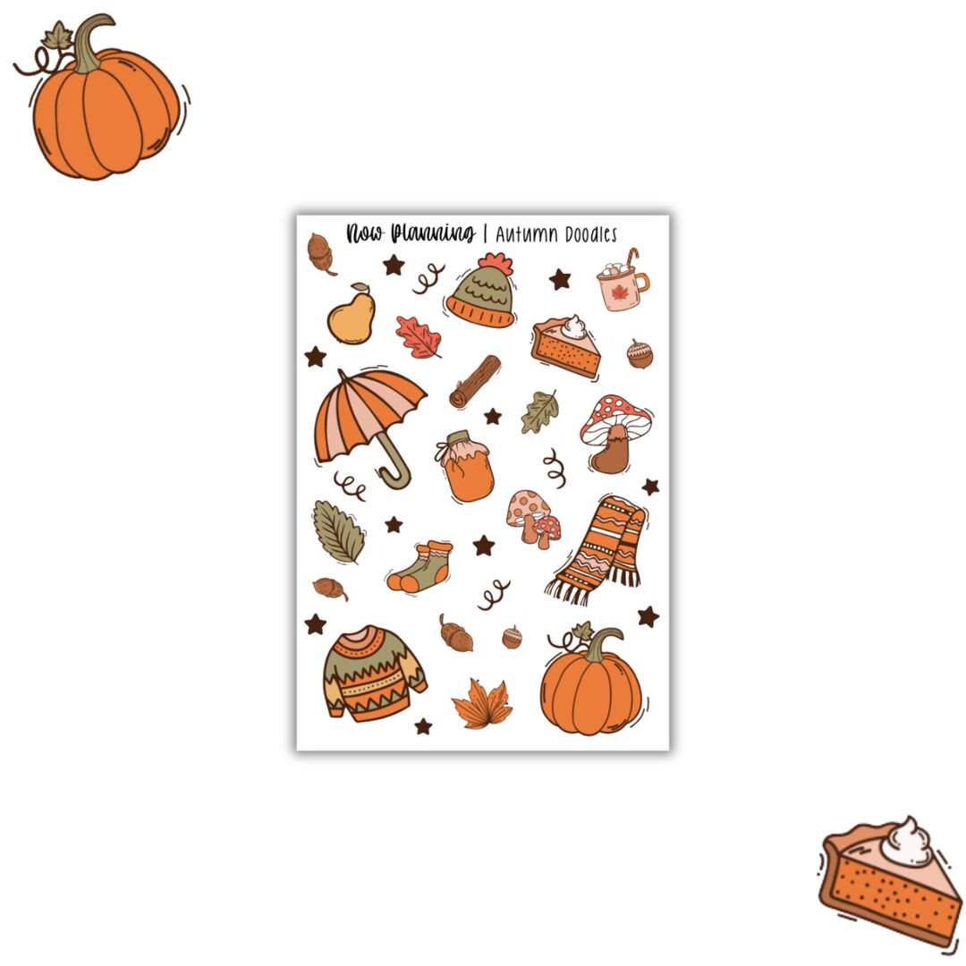 Autumn Doodles Sticker Sheet | Fall Stickers | Journal Stickers ...